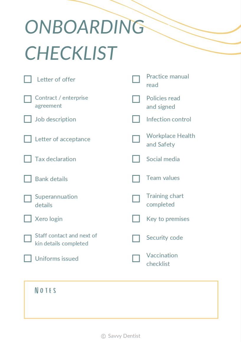 savy dentist checklist